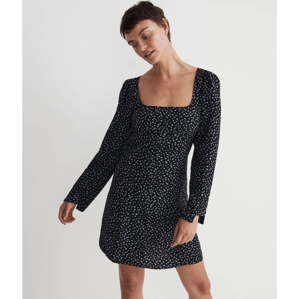 Madewell Babydoll Mini Dress Womens 6 Dark Ditsy‎ Floral Boho Festival Indie Y2K
